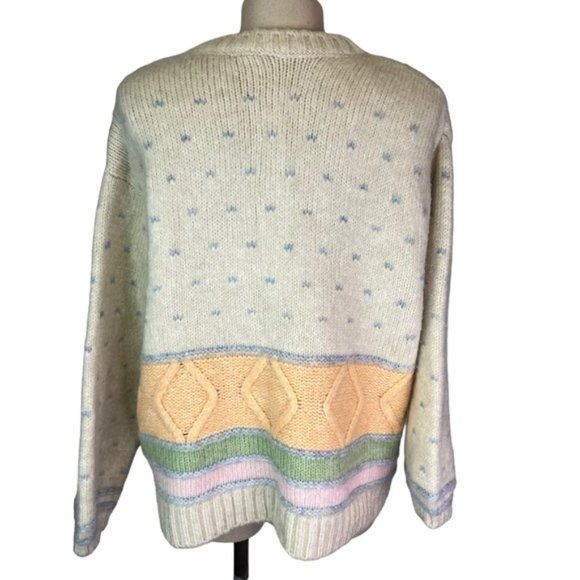 Zara Jewel Cream Pastel Button Jacket Cardigan Knit Oversized Medium - Picture 4 of 9